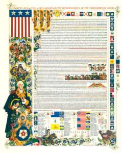 Second Edition. The Declaration of Independence of the United States. Sheet size 25” x 19”. Second edition printing copyright, Julia Szyk, New Canaan, 1953